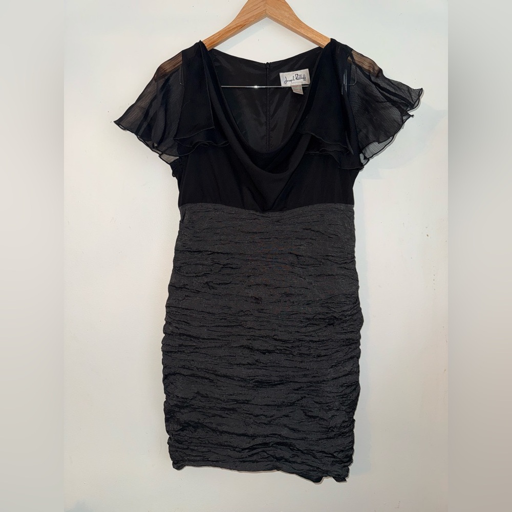 Joseph Ribkoff Cowl Neck Mini Dress Textured Black Size 10